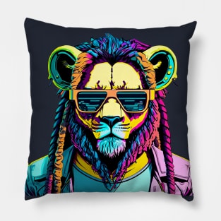 Lion's Tale: Selfie in the Heart of the Urban Jungle Pillow