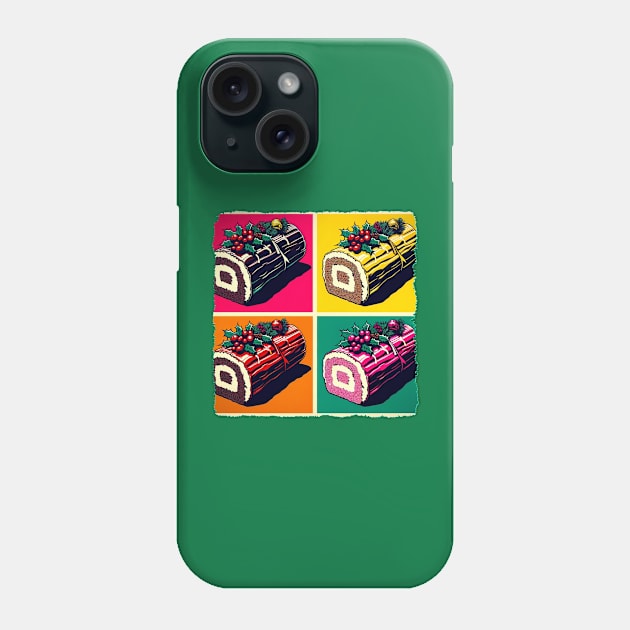 Yule Ignite: Pop Art’s Fiery Festive Log - Festive Dessert Phone Case by PawPopArt