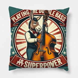 A funny donkey playing the double bass Pillow