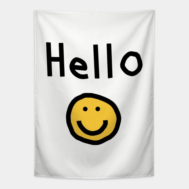 Hello with Smiley Face Hello Tapestry TeePublic