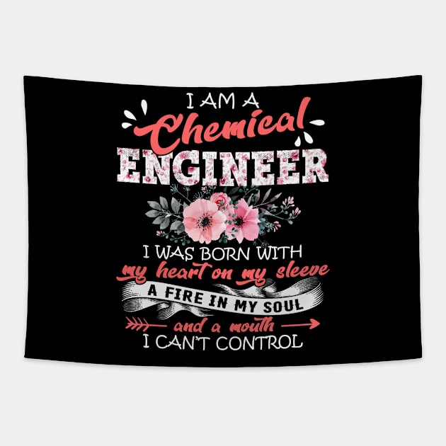 Chemical Engineer I Was Born With My Heart on My Sleeve Floral Engineering Flowers Graphic Tapestry by Kens Shop