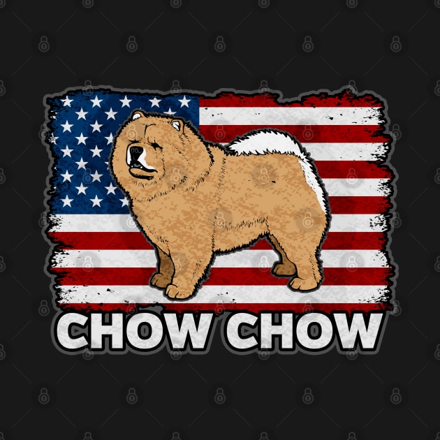 Chow Chow Dog American Flag by RadStar