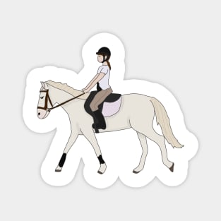 Girl riding White Horse Magnet