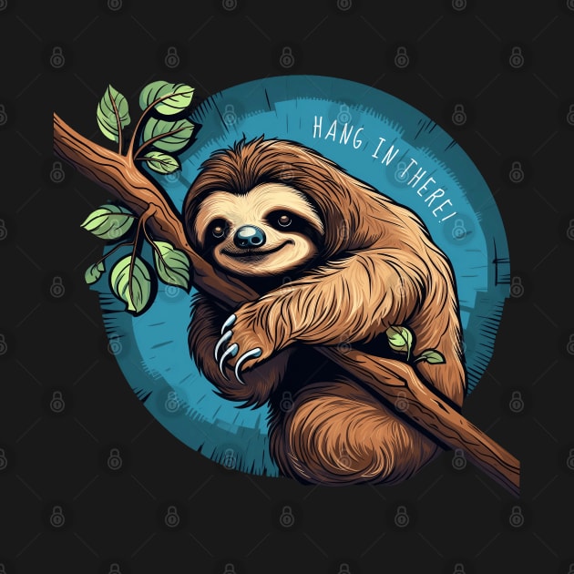 Hang in There Cute Sloth by origato