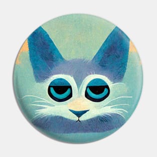 Sleepy, bored little blue cat face. Pin