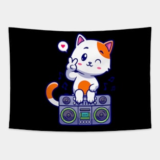 Music and  cat is love Tapestry