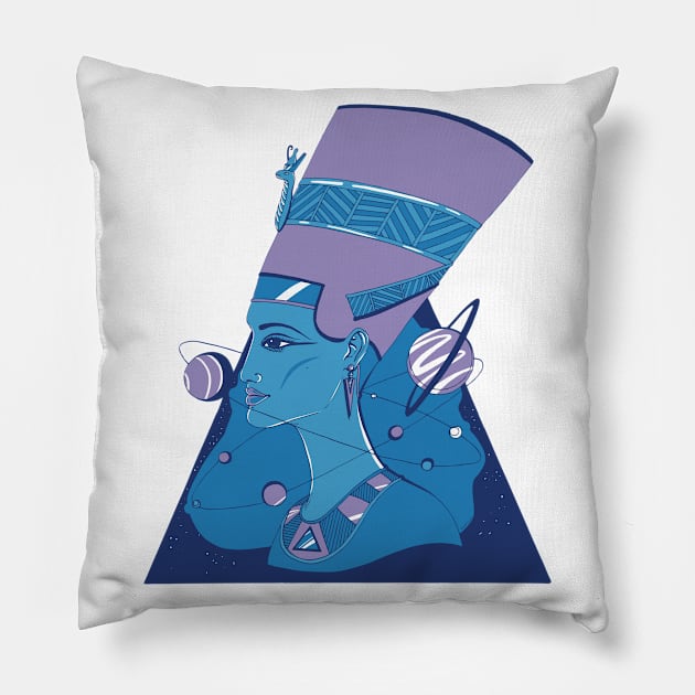 Mountain Blue Nefertiti and The Stars Pillow by kenallouis