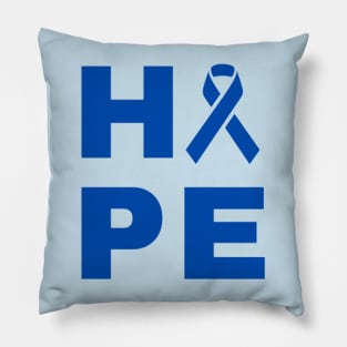 Hope Awareness Ribbon (Dark Blue) Pillow