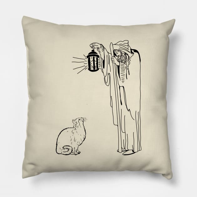 Hermits and cats are natural allies (v2) Pillow by pawsitronic