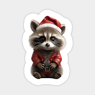 Cute Baby Raccoon Santa Magnet