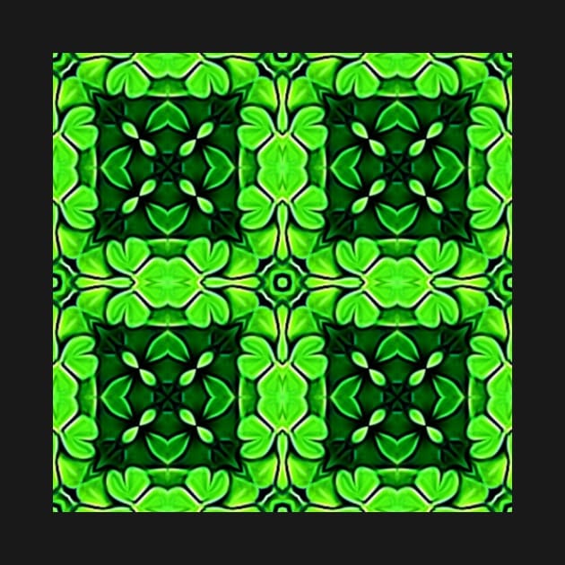 Pretty Green Leaves Lucky Clover Greenery Pattern 4 by BubbleMench