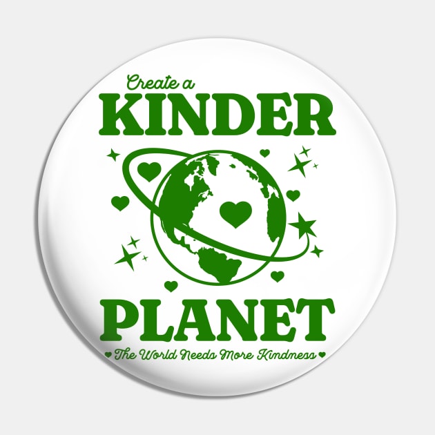 Y2K Create a Kinder Planet - Be Kind Earth Green Back Print Pin by PUFFYP