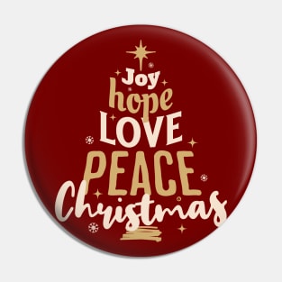 Joy Hope Peace Christmas Pin