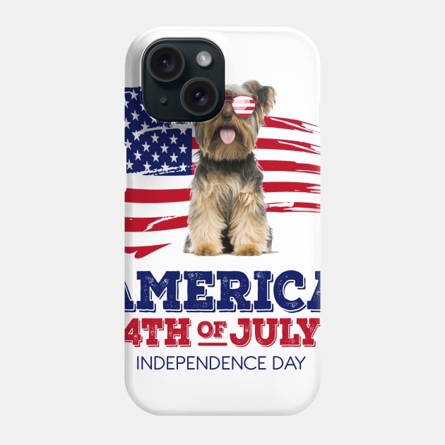 Yorkie Flag USA - America 4th Of July Independence Day Phone Case by bunnierosoff21835