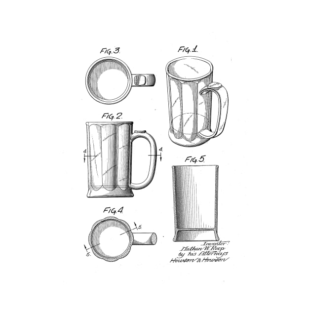 Beer Glass VINTAGE PATENT DRAWING by skstring