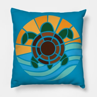 Turtle in the waves mosaic (Pocket size) Pillow