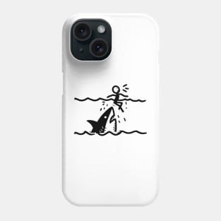 Stick Figure of a Shark in Black Ink Phone Case