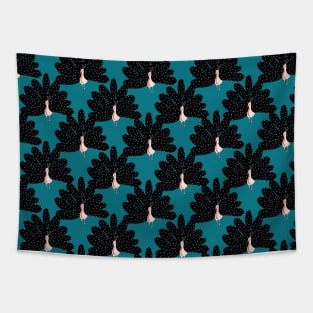 Scandinavian Birds Blue Tapestry