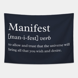 Manifest Definition White Font Tapestry