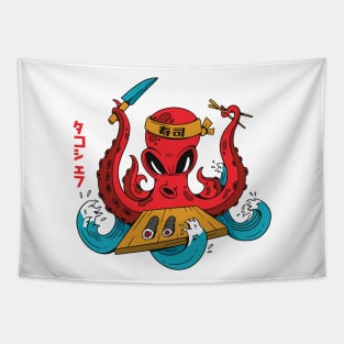 Chef Octopus Sushi Tapestry