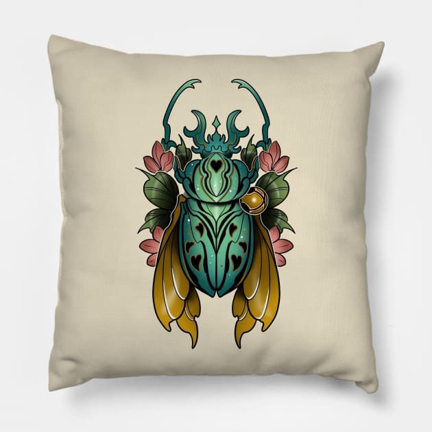 scarab beetle Pillow by Ninja banana