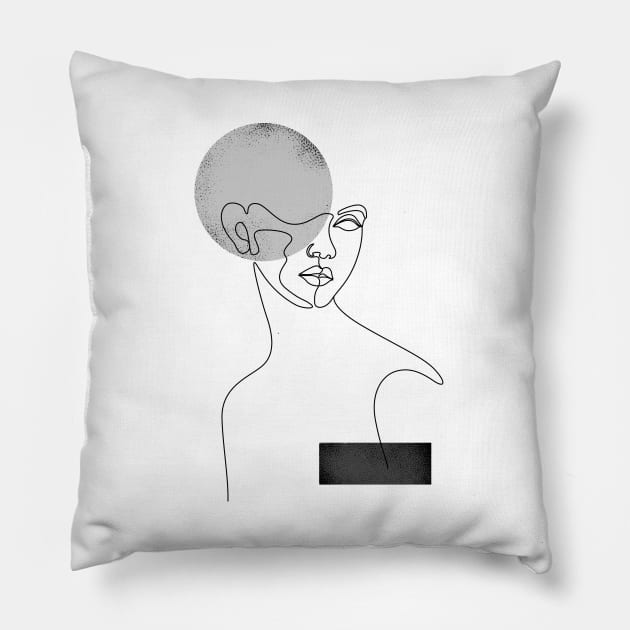 black white woman Pillow by DorisciciLine