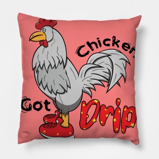 Chicken With Shoes White Red DRIP Pillow