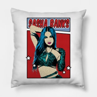 Sasha Banks Wrestling Pop Art Comic Style Pillow