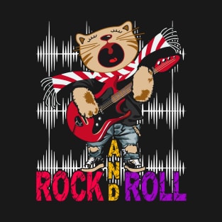 Rock & Roll Music - Cat with Guitar T-Shirt