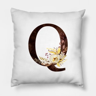 Floral Monogram Q Lovely Autumn Foliage Pillow