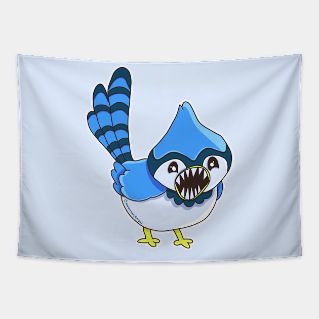 Bitey Jay Tapestry by nonbeenarydesigns