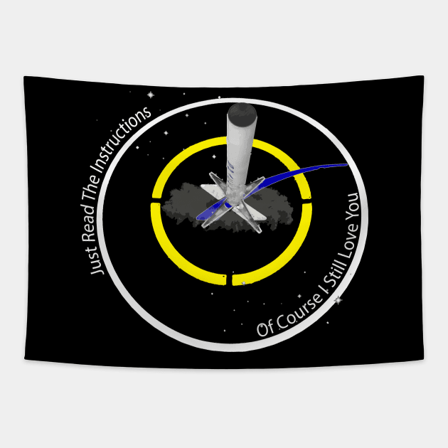 Spacex Rocket Space Landing Pad Bullseye Tapestry by Prolifictees