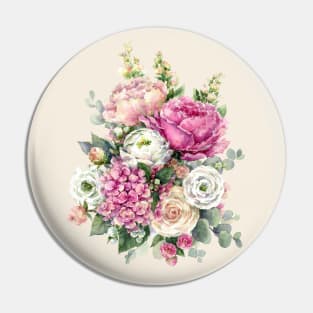 Hydrangea and Peonies Pin