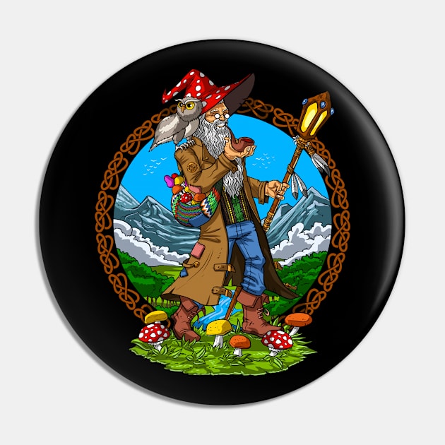 Hippie Magic Mushrooms Shaman Pin by underheaven