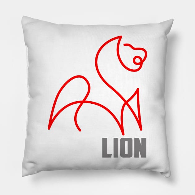 RED LINE LION Pillow by SAMELVES