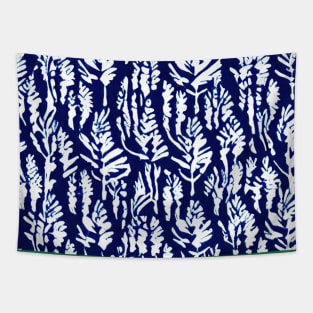 Blue and Navy Floral brush strokes pattern background Tapestry