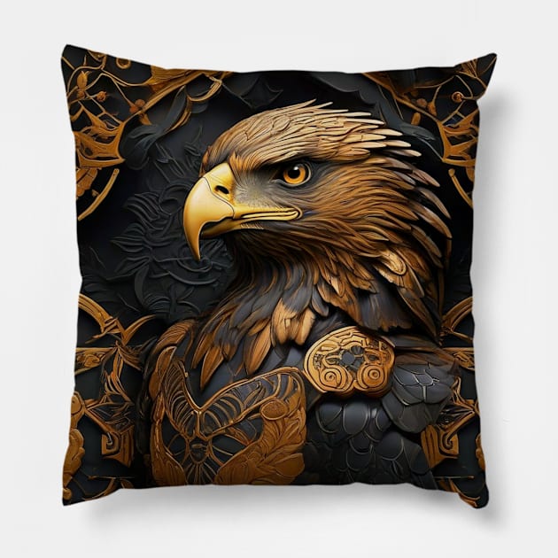 GOLDEN EAGLE Pillow by likbatonboot