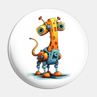 Cartoon giraffe robots. T-Shirt, Sticker. Pin