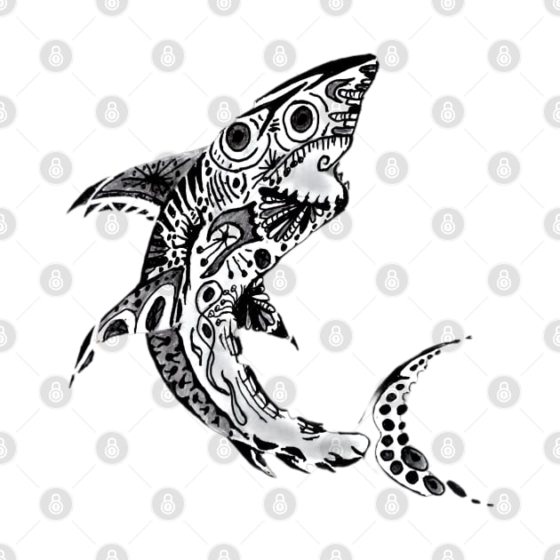 SHARK ART DRAWING HANDMADE by good love 