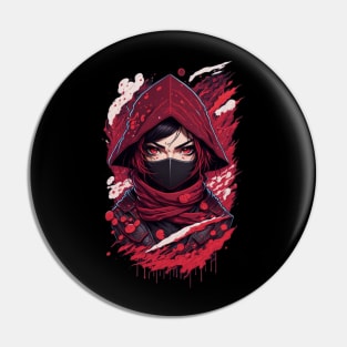 evil ninja girl face Pin