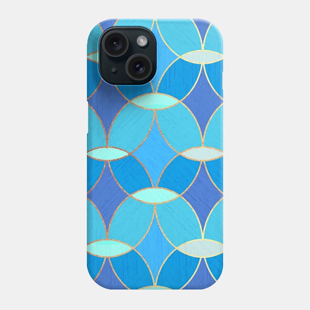 Blue & Gold Oval Tile Pattern Phone Case by tanyadraws