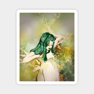 Dryad tree nymph fairy green maiden leaves autumn Magnet