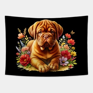 Dogue De Bordeaux Floral Tapestry