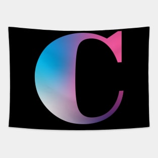 Capital Letter C Monogram Gradient Pink Blue White Tapestry