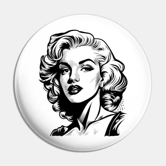 Marilyn Monroe Digital Line Art Pin by JonHerrera