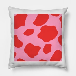 Cow Animal Print Pattern in Pink and Red Pillow