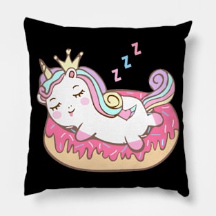 Cute Unicorn Lies On Donut Pillow