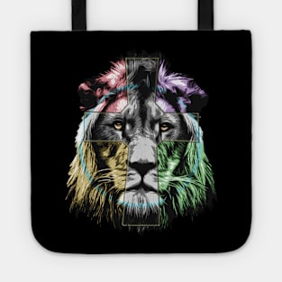 Colorful Lion Cross - high-quality vector graphic lion- lion head Tote