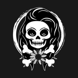 Florist Skull and Flower White Logo T-Shirt