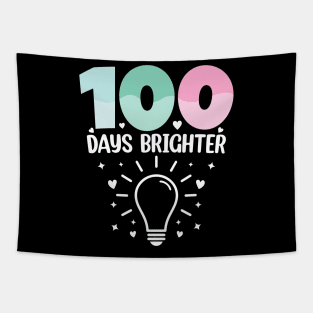 100 Days Brighter – Cute & Minimal Pastel Lightbulb Design Tapestry